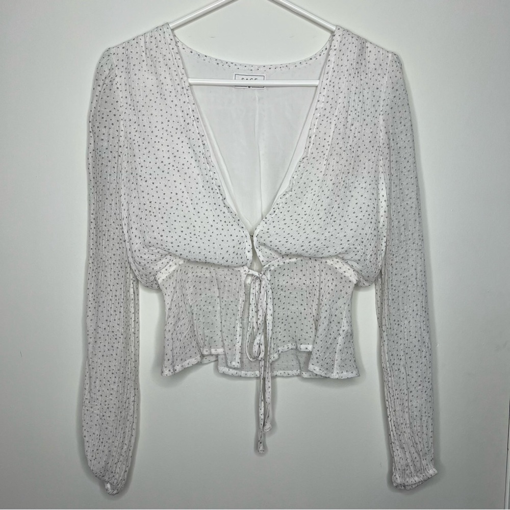 Sage the Label Peplum Star Long Sleeve Top Size XS